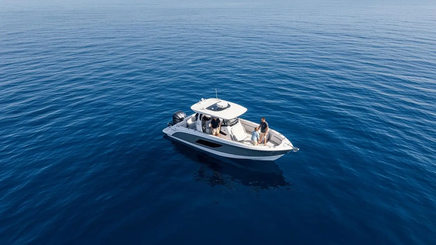 Boaters on calm open water